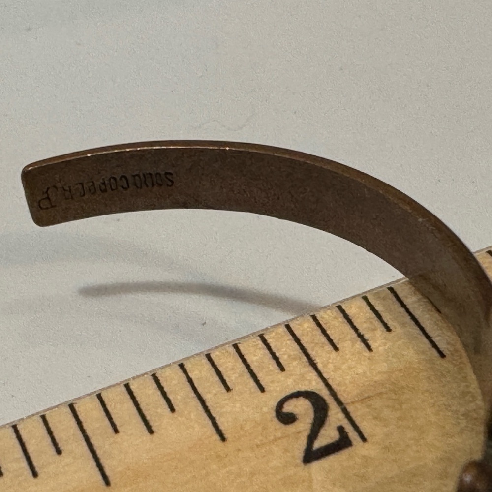 Genuine Turquoise Copper Cuff Bracelet Handmade Southwest Bracelet - Picture 15 of 16